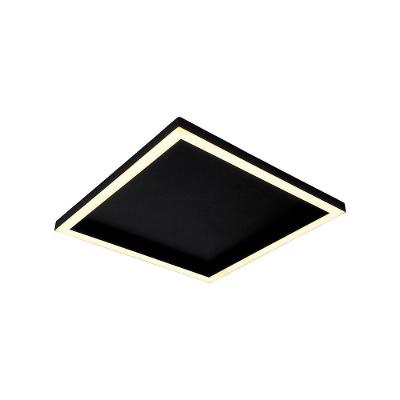 Plafon Led Blumenau Square De Sobrepor 15w Bivolt Preto 2700k Luz Amarela