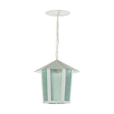 Lustre Pendente Blumenau Colonial Sextavado Vidro Pontilhado E27 Bivolt Branco