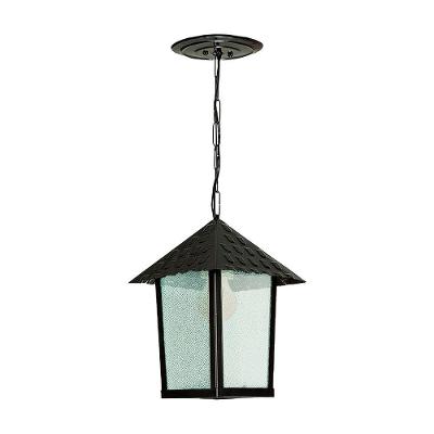 Lustre Pendente Blumenau Colonial Quadrado Vidro Pontilhado E27 Bivolt Preto Fosco