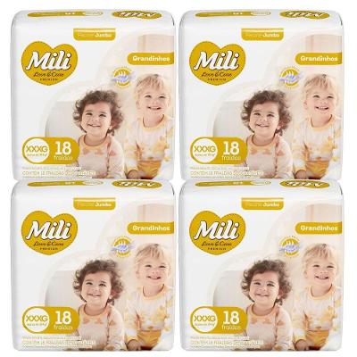 Fralda Descartável Mili Love & Care 4 Pacotes Com 18 (Total: 72 Fraldas) XXXG - Grandinho