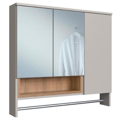 Espelheira Com Toalheiro 3 Portas E Nicho 80 Cm Es9002 Mell Arenas Faem Mell Arenas