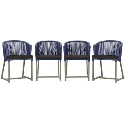 4 Cadeiras De Jantar Noronha Fendi Corda Náutica E9 Trama Azul