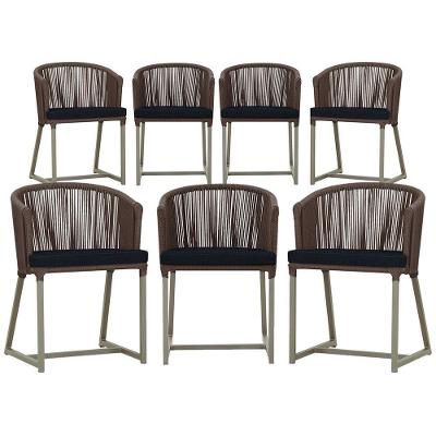 7 Cadeiras De Jantar área Noronha Fendi E12 Trama Original Marrom