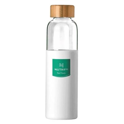 Garrafa De Vidro Com Tampa De Bambu 600ml Padrão Único