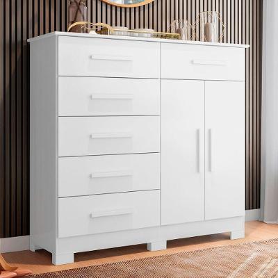 Cômoda Sapateira Mandarim 6 Gavetas 2 Portas Mdp Branco