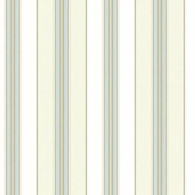 Papel De Parede Waverly Stripes Lovers Lane Bege-azul Wa7779 - Rolo 10m X 0,52m