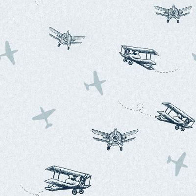 Papel De Parede Fofura Baby Avião Azul Ff4038