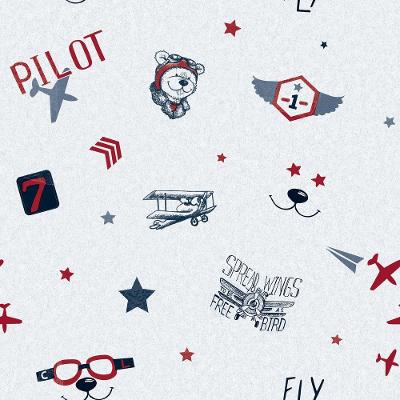Papel De Parede Fofura Baby Desenhos Diversos Ursos E Aviões Ff4032
