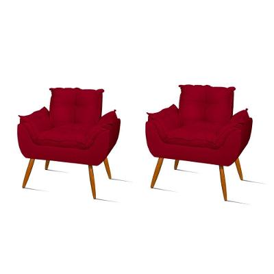 Kit 02 Poltronas Opala Pés Palito - Sala Vermelho