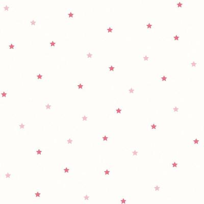 Papel De Parede Fofura Baby Estrelas Rosa Fundo Branco Ff4049