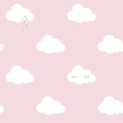 Papel De Parede Fofura Baby Nuvens Fundo Rosa Ff4014