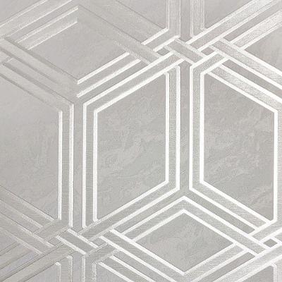 Papel De Parede White Swan Geométrico Cinza Ws100001r