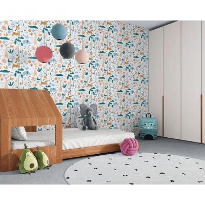 Papel De Parede Sonhos Selva Lilas E Azul 4207