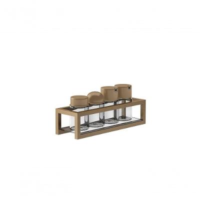 Galheteiro Dourado 4 Vidros - Linha Frame
