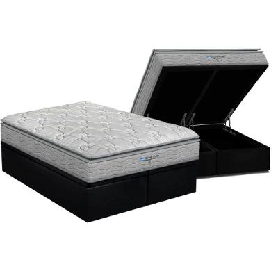 Cama Box Baú King: Colchão Anatômico Probel D45 Guarda Costas Próextreme Plus + Base Crc Suede Black (193x203)