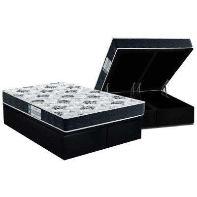 Conjunto Box Baú King: Colchão Espuma Probel D28 Prodormir Advanced Black + Base Crc Suede Black (193x203)