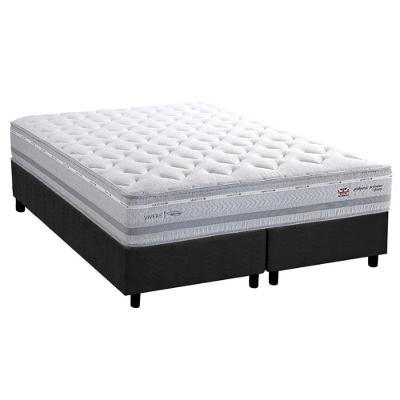 Conjunto Box King Colchão Molas Herval Maxspring Petra C1662 + Base Crc Suede Gray (193x203x33)