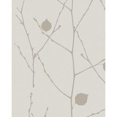 Papel De Parede Gina Galho Com Folhas Nude E Roxo 57844 Rolo 10m X 0,53m