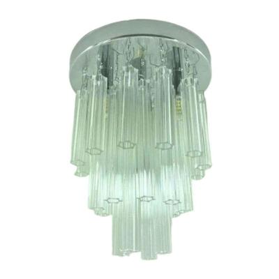 Kit Lustre Plafon Redondo Cristal-inox 20cm(jr2030)+4 Lâmpadas G9
