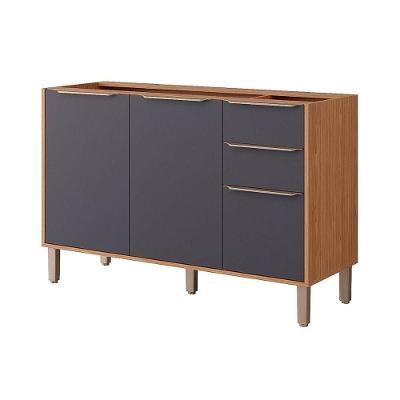 Gabinete De Cozinha Modulado Balcão Esplêndida Com 3 Portas E 2 Gavetas Sem tampo 120cm Freijo-titanium - Mgm
