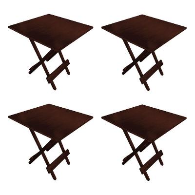 Kit 4 Mesa Dobrável 70x70cm Em Madeira Maciça Para Açaí E Bares Imbuia Marrom