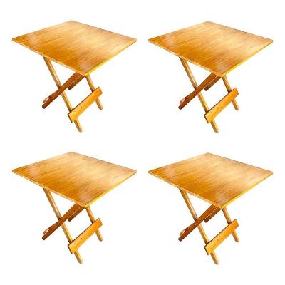 Kit 4 Mesa Dobrável 70x70cm Em Madeira Maciça Para Restaurantes E Lanchonetes Mel Bege