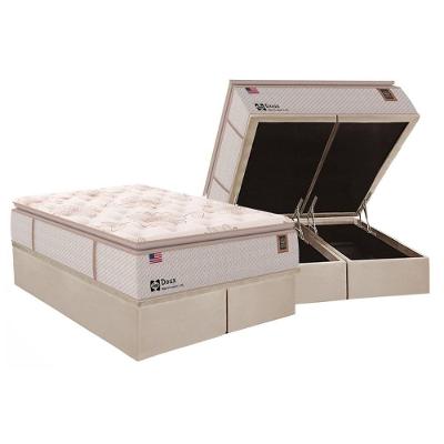 Conjunto Box Baú Queen: Colchão Molas Sealy Lfk Doux Confort + Base Crc Courano Clean (158x198)