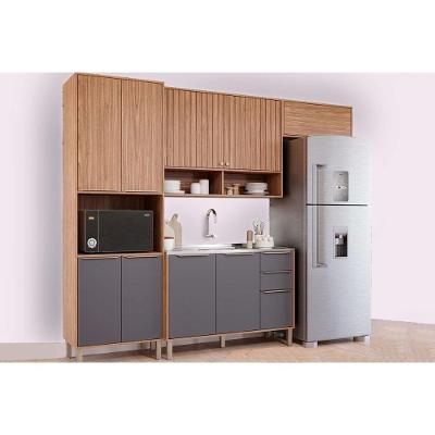 Cozinha Completa 4 Peças Divina 2 Aéreos 1 Balcão 1 Paneleiro Sem Pia Cz003 Freijó Titanium