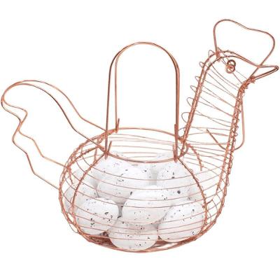 Cesto Galinha Porta Ovos Decorativo Aramado 18 Ovos Branco