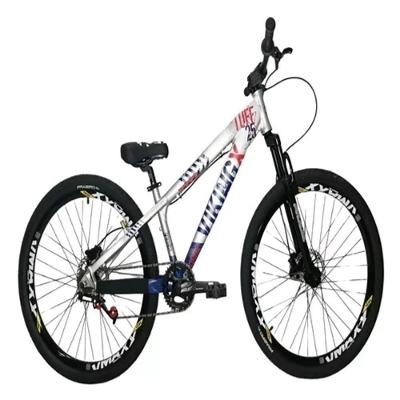 Vikingx Tuff 25 Prata Azul Whelling Single Freio Hidraulico Vmaxx Liso Com Suspenão Mecanica