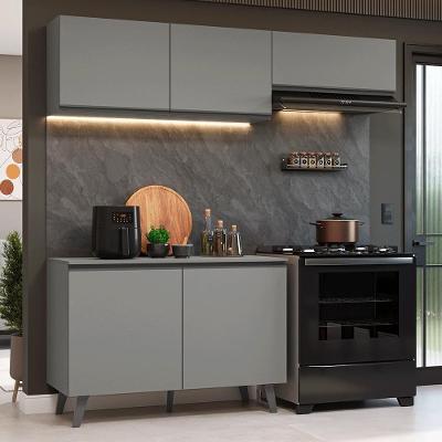 Armário De Cozinha Compacta 200cm Cinza Nice Madesa 01 Cinza