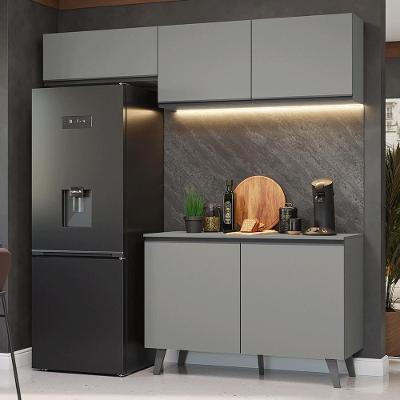 Armário De Cozinha Compacta 200cm Cinza Nice Madesa 01xa Cinza