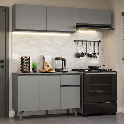Armário De Cozinha Compacta 200cm Cinza Nice Madesa 03 Cinza