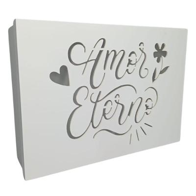 Caixa Para Presente Branca Em Mdf (35x25x09) Amor Eterno