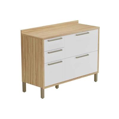 Gabinete P- Pia Cozinha Balcão Syrah 2 Portas E 3 Gavetas C- Tampo 120cm Amendoa-branco - Ronipa