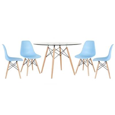 Mesa Redonda Eames 120cm + 4 Cadeiras Azul Claro Azul-Claro