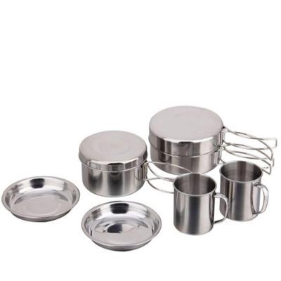 Kit Panelas Em Inox Camping Cozinha Acampamento Outdoor Completo 8 Peças Panela Viagem Praia Pesca