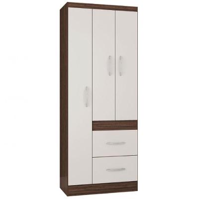 Guarda Roupa Solteiro Milão 3 Portas 2 Gavetas Poquema Chocolate Off White