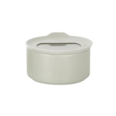 Pote Redondo De Cerâmica - Tampa De Vidro - 200ml - Fika One - Cor Branco
