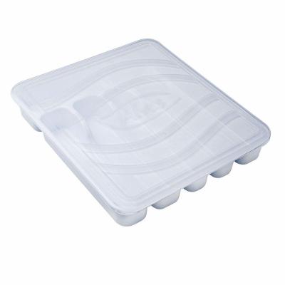 Porta Talheres Organizador C- Tampa 35x30x5cm 6 Divisórias Branco