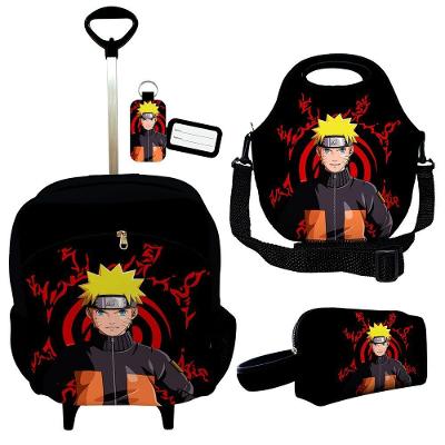 Kit Mochila Escolar Infantil Rodinhas Lancheira Estojo Isoprene Naruto Uzumaki