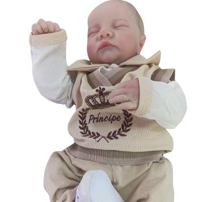 Bebê Reborn Menino Olhos Fechados Cabelo Pintado A Mão Corpo De Silicone De Vinil