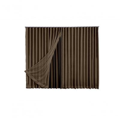 Cortina Microfibra Com Voil 2,80x2,30 Para Trilho Duplo marrom-escuro