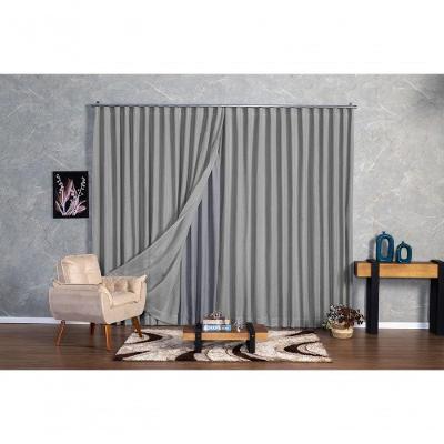Cortina Microfibra Com Linho 5,00x2,50 Para Trilho Duplo cinza