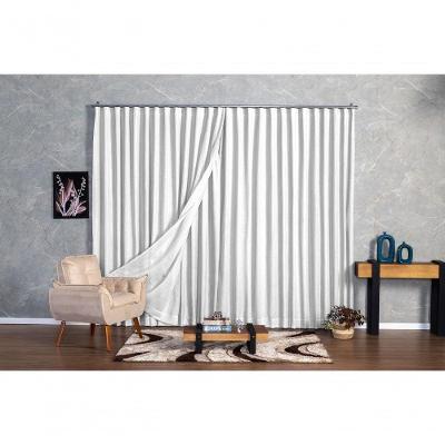 Cortina Microfibra Com Linho 4,00x2,50 Para Trilho Duplo branco
