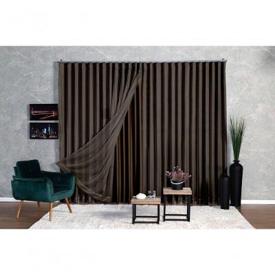 Cortina Blackout Com Voil 5,00x2,70 Para Trilho Suíço marrom-escuro