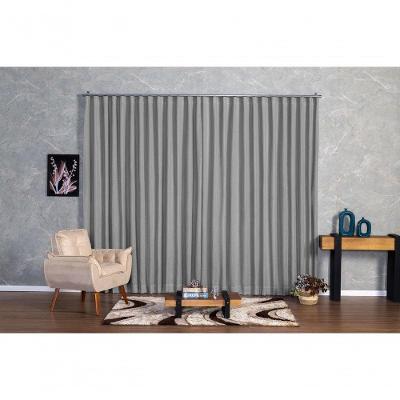 Cortina Microfibra Com Linho 6,00x2,80 Para Trilho Duplo cinza