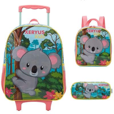Kit Mochila Rodinha Lancheira Estojo Infantil Coala Xeryus