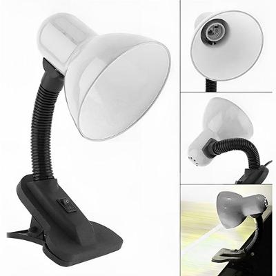 Luminária De Mesa Articulada Branca Com Garra Presilha Entrada E27 Bivolt Para Leitura