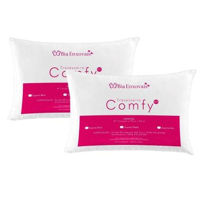 Kit Travesseiros Comfy Suporte Médio Fibra Siliconizada 500 Gramas 70cm X 50cm - 2 Unidades